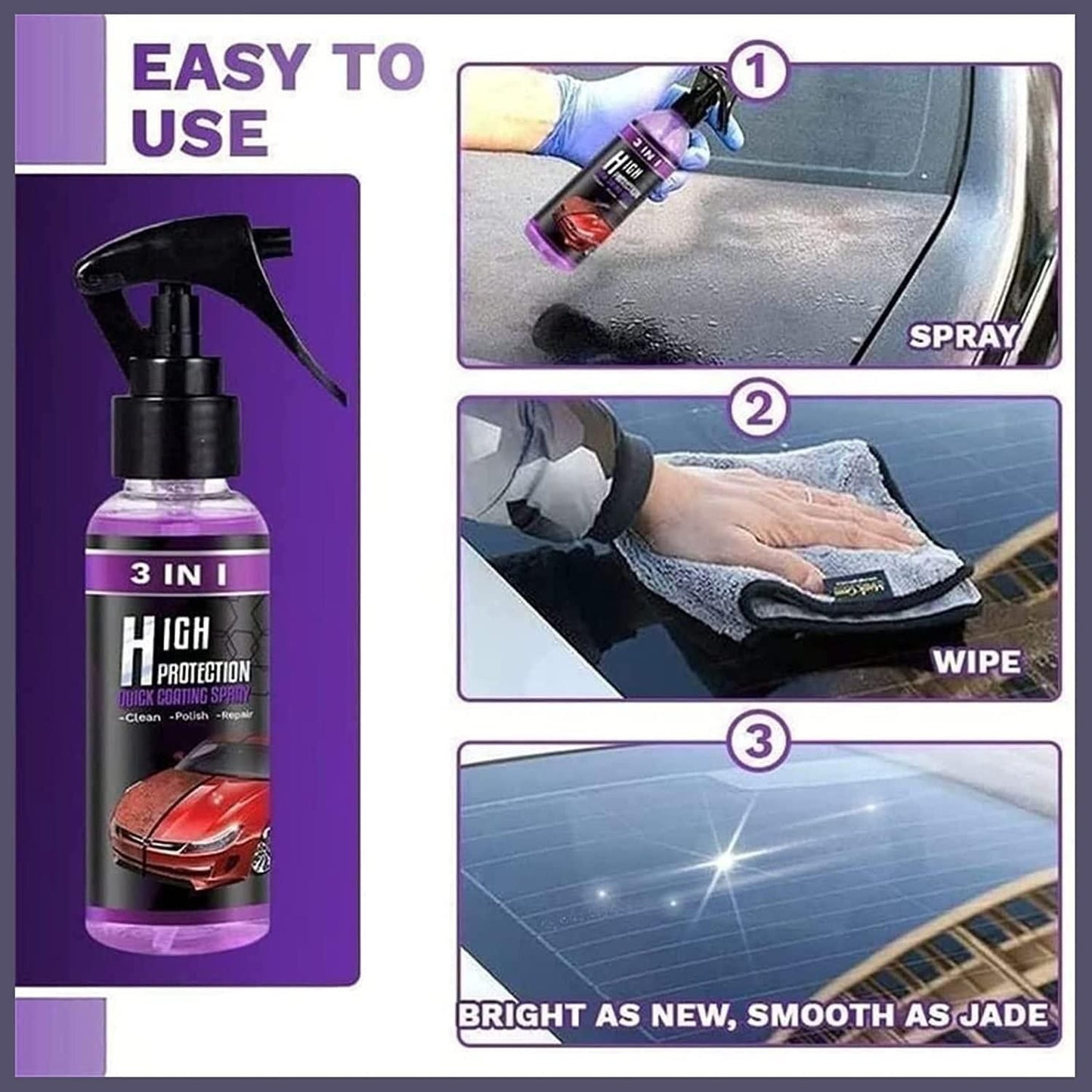 🔥🔥 3 in 1 High Protection Quick Car Ceramic Coating Spray 🔥🔥