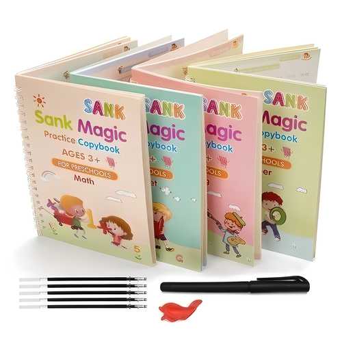 ✨Magic Practice Copybook📚 (4 Book + 1 Pen+ 10 Refill +1 Grip)✍