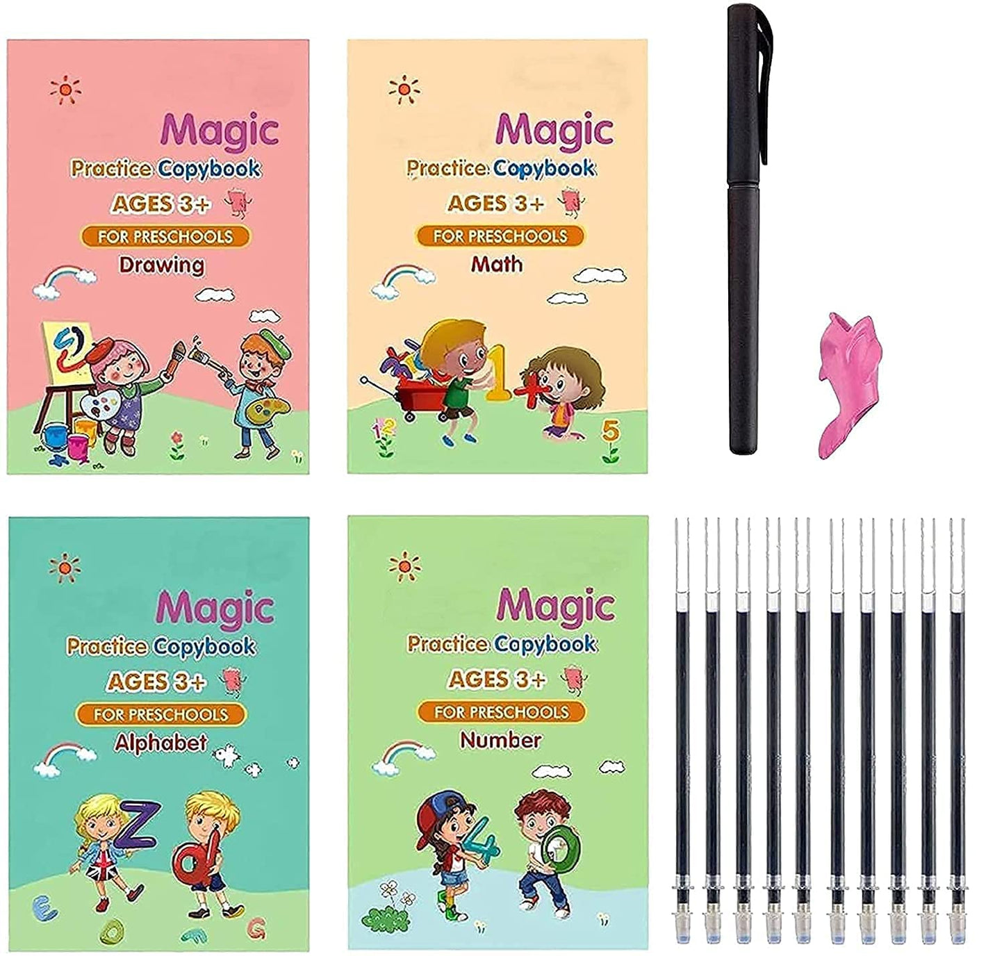 Magic Book Buy 1 set & Get 1 set FREE ( 8 Book + 20 Refill+2 Pen+2 Grip )